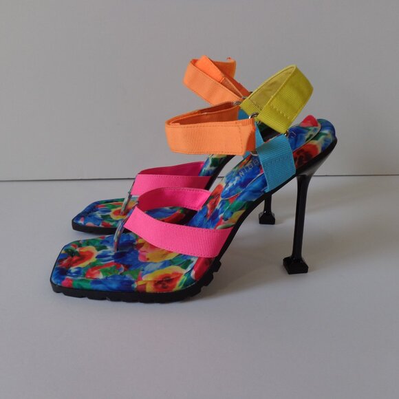 Cape Robbin Boomer Neoprene Strappy Colorful High Heel Floral Sandal Size 7.5 - Picture 2 of 6